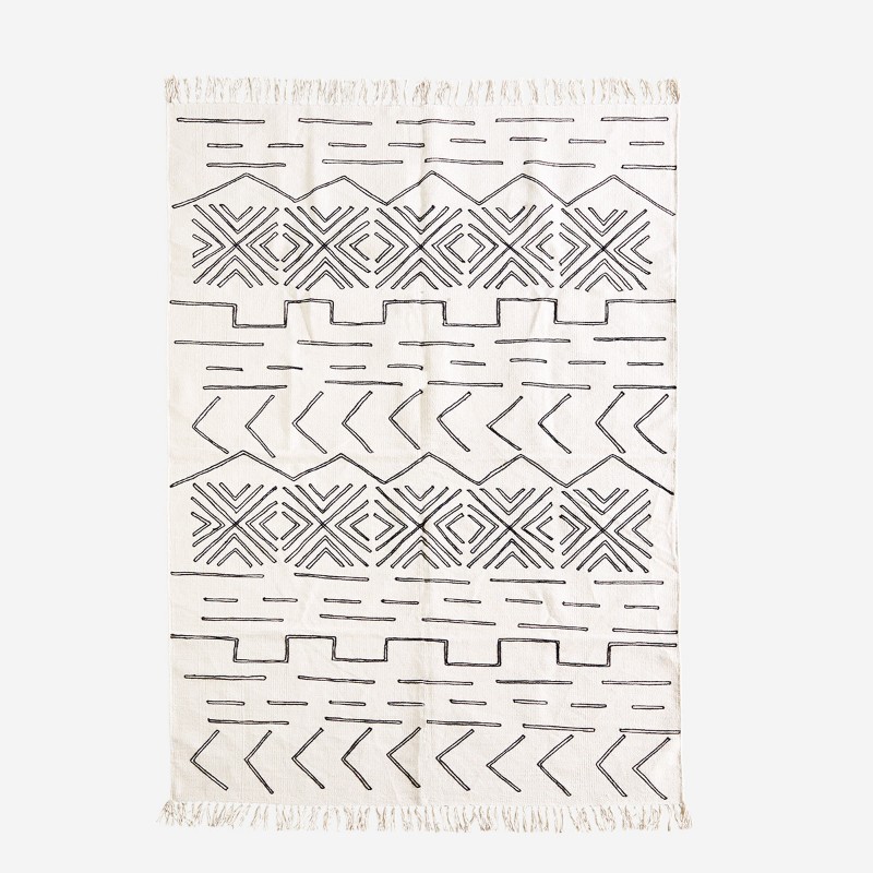 cotton-rug-black&white-ethnic-design-alfombra-algodon-blancaynegra-diseño-etnico-daramina